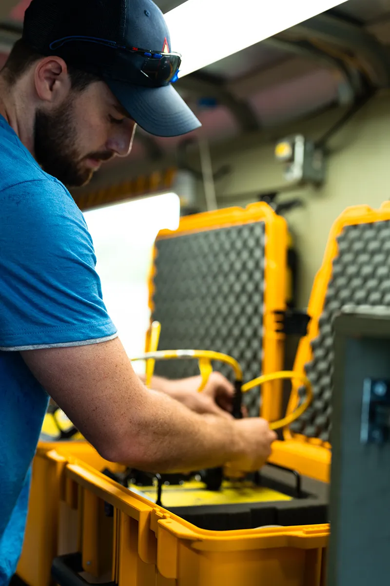 Working with survey equipment